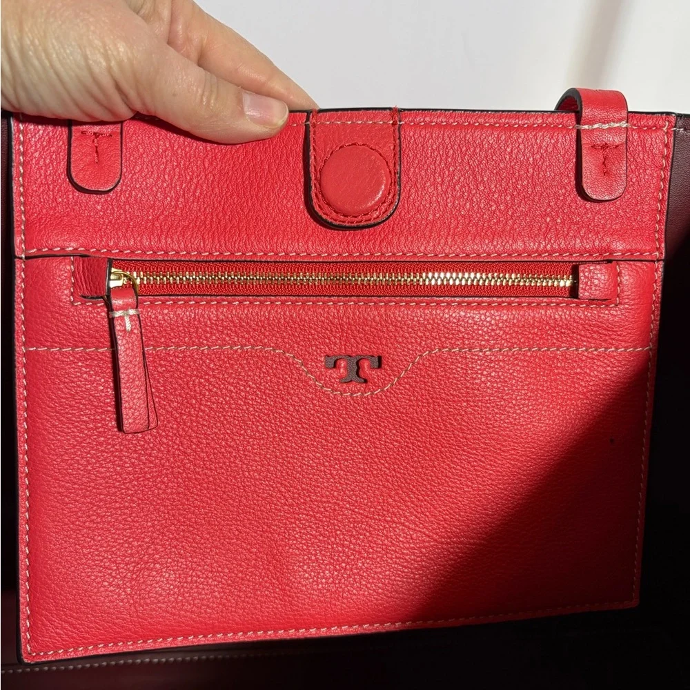 Tory Burch Vibrant Red Logo Tote